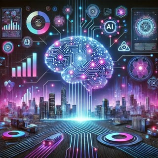 DALL·E 2025-03-22 20.08.47 - A futuristic corporate-themed digital artwork featuring Agentic Artificial Intelligence (Agentic AI). The image is illuminated with neon colors, prima